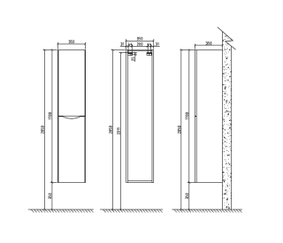 Шкаф-колонна BelBagno правосторонний 35x170см Rovere Bianco ANCONA-N-1700-2A-SC-WO-L